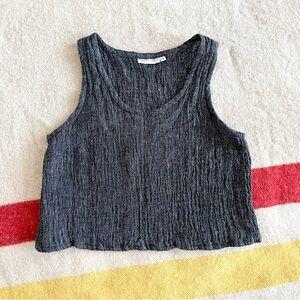 Only Child the Lane tank in pepper linen gauze
